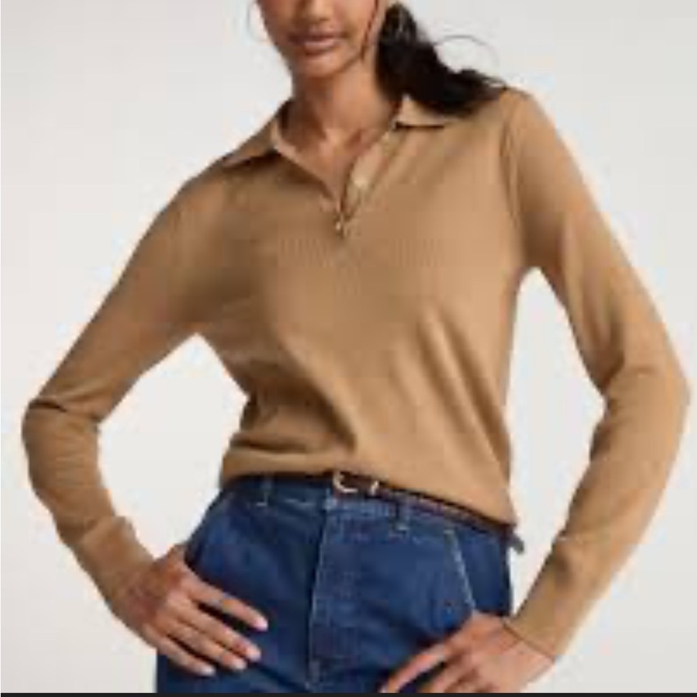 VTG J. CREW Metallic Gold Button Down Long Sleeve Henley Top